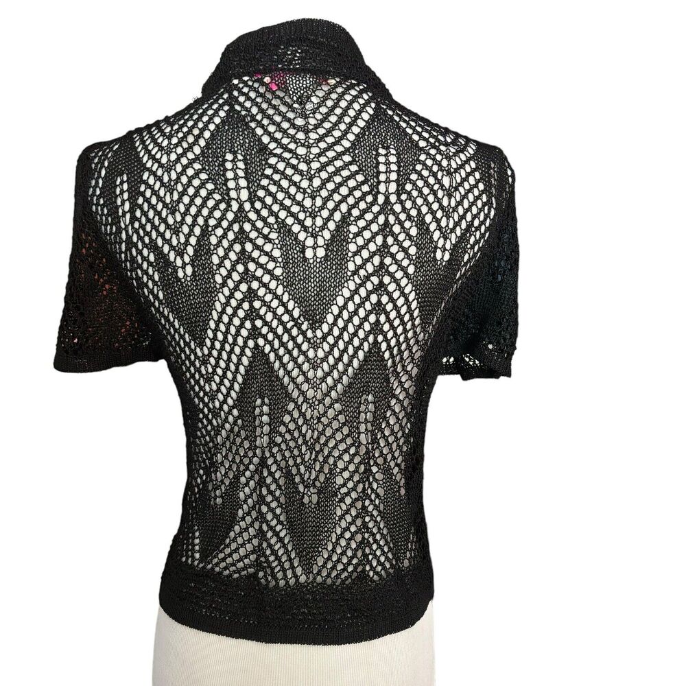 FRESH PRODUCE Size Small BLACK Stretch Cardigan Bolero Tie Front NEW - Picture 3 of 5
